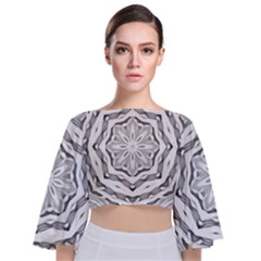 Mandala Pattern Floral Tie Back Butterfly Sleeve Chiffon Top