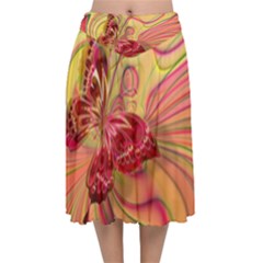 Arrangement Butterfly Aesthetics Velvet Flared Midi Skirt