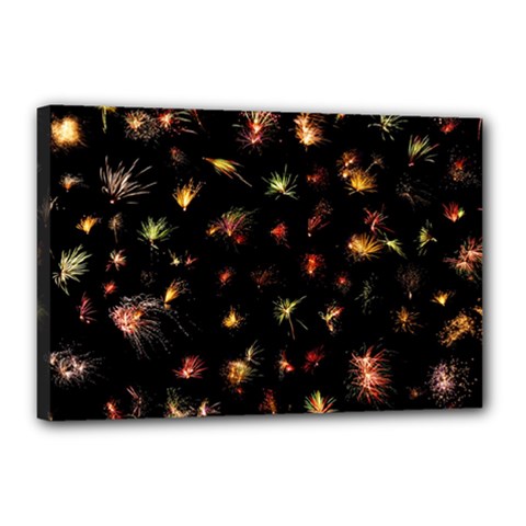 Fireworks Christmas Night Dark Canvas 18  X 12 