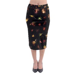 Fireworks Christmas Night Dark Midi Pencil Skirt