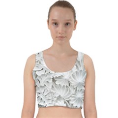 Pattern Motif Decor Velvet Racer Back Crop Top by Sapixe