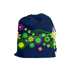 Flower Power Flowers Ornament Drawstring Pouches (large)  by Sapixe