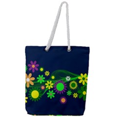 Flower Power Flowers Ornament Full Print Rope Handle Tote (large) by Sapixe