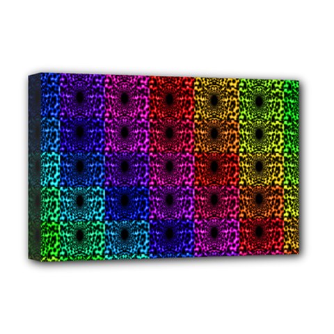 Rainbow Grid Form Abstract Deluxe Canvas 18  x 12  