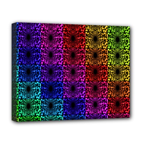 Rainbow Grid Form Abstract Deluxe Canvas 20  x 16  