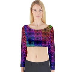 Rainbow Grid Form Abstract Long Sleeve Crop Top