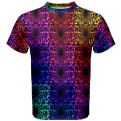 Rainbow Grid Form Abstract Men s Cotton Tee