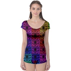 Rainbow Grid Form Abstract Boyleg Leotard 