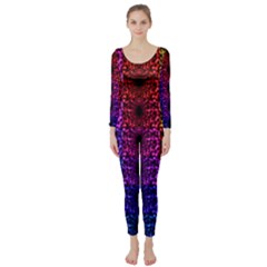 Rainbow Grid Form Abstract Long Sleeve Catsuit