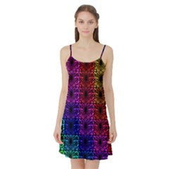 Rainbow Grid Form Abstract Satin Night Slip by Sapixe