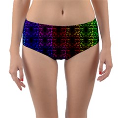 Rainbow Grid Form Abstract Reversible Mid-Waist Bikini Bottoms