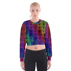 Rainbow Grid Form Abstract Cropped Sweatshirt