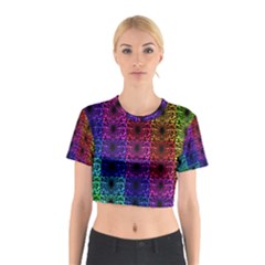 Rainbow Grid Form Abstract Cotton Crop Top