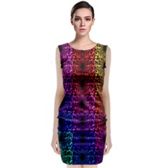Rainbow Grid Form Abstract Classic Sleeveless Midi Dress