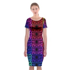 Rainbow Grid Form Abstract Classic Short Sleeve Midi Dress