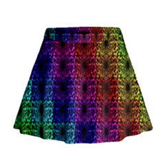 Rainbow Grid Form Abstract Mini Flare Skirt