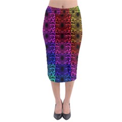 Rainbow Grid Form Abstract Midi Pencil Skirt