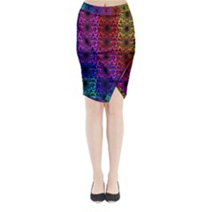 Rainbow Grid Form Abstract Midi Wrap Pencil Skirt