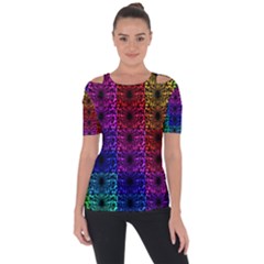 Rainbow Grid Form Abstract Short Sleeve Top