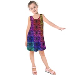 Rainbow Grid Form Abstract Kids  Sleeveless Dress