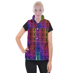 Rainbow Grid Form Abstract Women s Button Up Vest