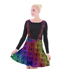 Rainbow Grid Form Abstract Suspender Skater Skirt