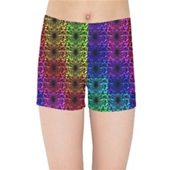 Rainbow Grid Form Abstract Kids Sports Shorts