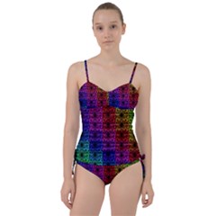 Rainbow Grid Form Abstract Sweetheart Tankini Set