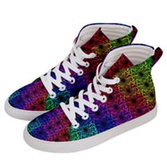 Rainbow Grid Form Abstract Men s Hi-Top Skate Sneakers