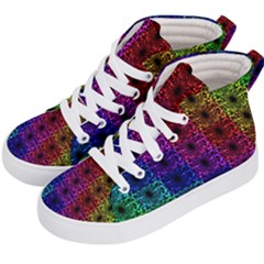 Rainbow Grid Form Abstract Kid s Hi-Top Skate Sneakers