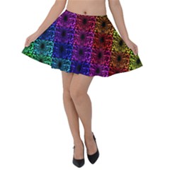 Rainbow Grid Form Abstract Velvet Skater Skirt