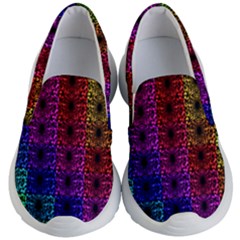 Rainbow Grid Form Abstract Kid s Lightweight Slip Ons