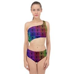 Rainbow Grid Form Abstract Spliced Up Two Piece Swimsuit