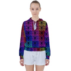 Rainbow Grid Form Abstract Women s Tie Up Sweat
