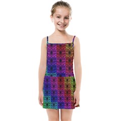 Rainbow Grid Form Abstract Kids Summer Sun Dress