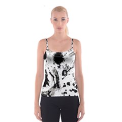 Pattern Color Painting Dab Black Spaghetti Strap Top