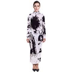 Pattern Color Painting Dab Black Turtleneck Maxi Dress