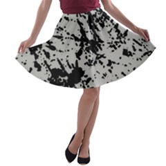 Fabric Texture Painted White Soft A-line Skater Skirt