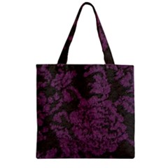 Purple Black Red Fabric Textile Zipper Grocery Tote Bag by Sapixe