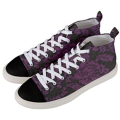 Purple Black Red Fabric Textile Men s Mid-top Canvas Sneakers by Sapixe