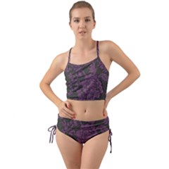 Purple Black Red Fabric Textile Mini Tank Bikini Set