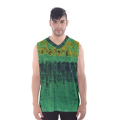 Green Fabric Textile Macro Detail Men s Basketball Tank Top