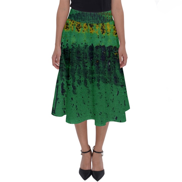 Green Fabric Textile Macro Detail Perfect Length Midi Skirt
