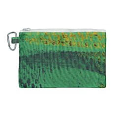 Green Fabric Textile Macro Detail Canvas Cosmetic Bag (large)