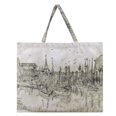 Pencil Drawing Drawing Port Zipper Large Tote Bag by Sapixe