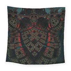 Fractal 3d Dark Red Abstract Square Tapestry (large) by Sapixe