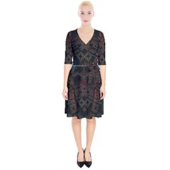 Fractal 3d Dark Red Abstract Wrap Up Cocktail Dress