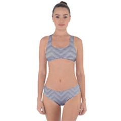 White Fabric Pattern Textile Criss Cross Bikini Set