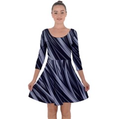 Fractal Mathematics Abstract Quarter Sleeve Skater Dress