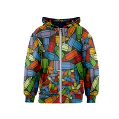 Colored Pencils Pens Paint Color Kids  Zipper Hoodie by Sapixe